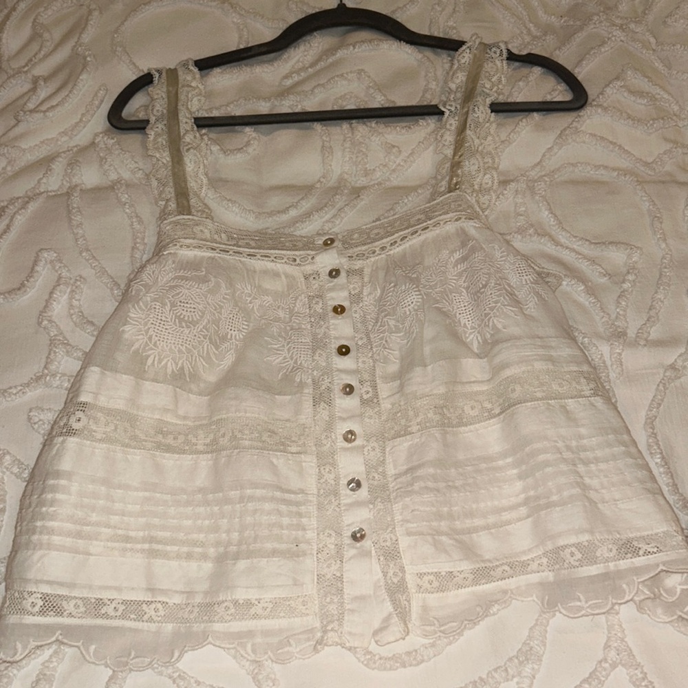 Love shack fancy white lace top XS